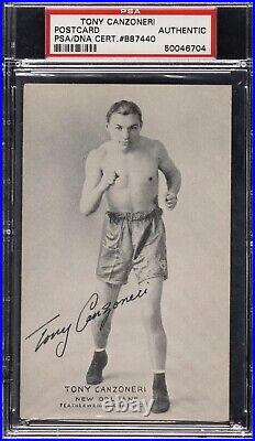 1925 Exhibit Tony Canzoneri Signed PSA DNA Boxing HOF Autograph