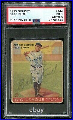 1933 Goudey #144 Babe Ruth SIGNED PSA DNA card 1 autograph 5 EPIC RARITY