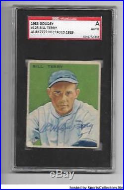 1933 Goudey Autographed Signed PSA/DNA SGC Bill Terry Starting at. 99 cents