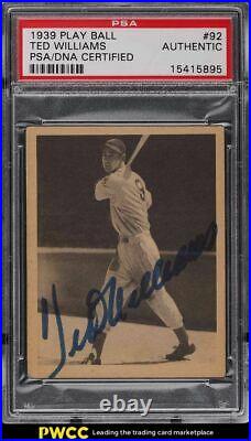 1939 Play Ball Ted Williams ROOKIE RC PSA/DNA AUTO #92 PSA Auth