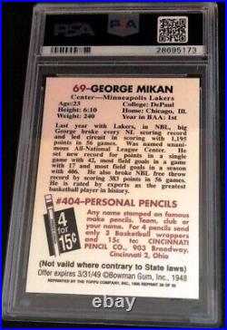 1948 Bowman Topps NBA Stars George Mikan Card #69 Autograph PSA/DNA Authentic