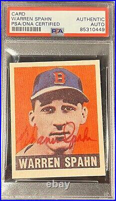 1948 Leaf Warren Spahn Reprint Psa/dna Authentic Autograph