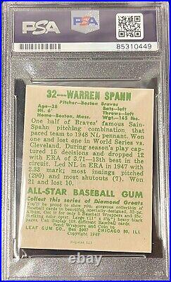 1948 Leaf Warren Spahn Reprint Psa/dna Authentic Autograph