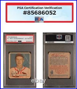 1949 Bowman #111 Red Schoendienst Auto PSA/DNA Authentic POP 14