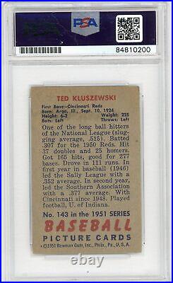 1950 Bowman TED KLUSZEWSKI Autograph Signed PSA/DNA #62 WJ