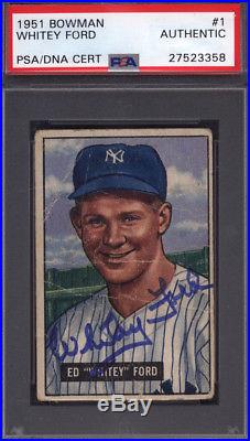 1951 Bowman #1 Whitey Ford Rookie HOF Signed Auto Autographed Yankees PSA/DNA