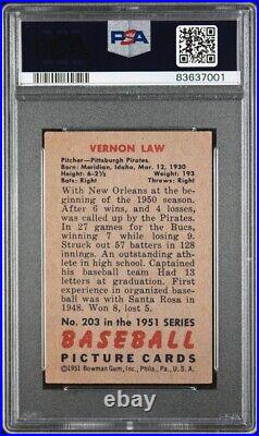 1951 Bowman #203 Vernon Law Rookie Autograph PSA/DNA PSA 5 Auto Grade 10 withinsc