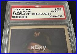 1952 Topps #261 Willie Mays Autographed Card Signed Psa Dna 2 Very Rare Rookie