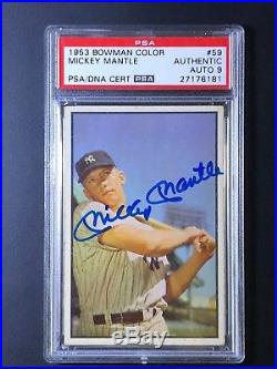 1953 Bowman #59 Mickey Mantle signed/AUTO PSA/DNA