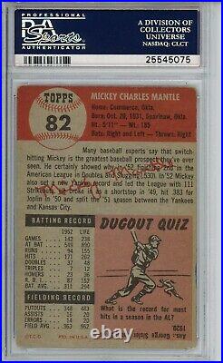 1953 Topps #82 Mickey Mantle Autograph Authentic Auto 7 PSA/DNA Cert