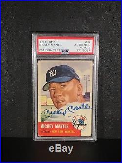 1953 Topps #82 Mickey Mantle signed/AUTO PSA/DNA GORGEOUS