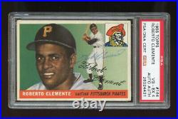1955 topps #164 roberto clemente hof rc auto signed rookie psa dna 4 pop 1