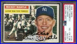 1956 Topps #135 Mickey Mantle Autographed Card Psa/dna Gorgeous Looks Mint