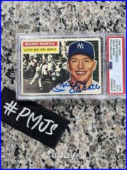 1956 Topps #135 Mickey Mantle Signed Auto PSA 3 DNA 10 Autograph Pop 2 PMJS