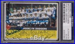 1956 Topps #166 Dodgers Team Signed Koufax Snider Reese Alston HOF PSA/DNA Auto