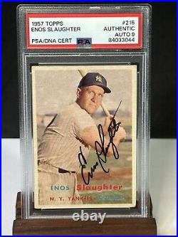 1957 Topps #215 Enos Slaughter Autographed PSA/DNA Authentic Auto 9