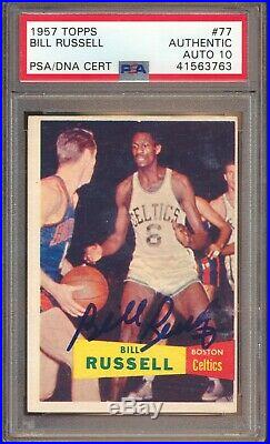 1957 Topps #77 Bill Russell RC Rookie PSA DNA 10 AUTO 41563763 SIGNED AUTOGRAPH
