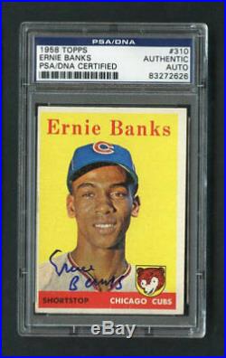 1958 Topps #310 Ernie Banks Autographed Card PSA/DNA Certified