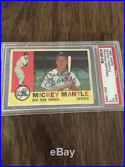 1960 Topps Mickey Mantle #350 Autographed PSA/DNA 5 Signed Blue Sharpie Centered