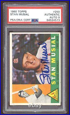 1960 Topps Stan Musial PSA DNA Authentic with 9 Auto Autograph #250 Baseball Card