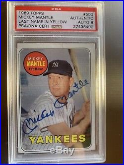 1969 Topps PSA DNA 9 Mickey Mantle Autographed Rookie