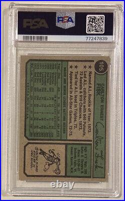 1974 Topps CARLTON FISK Signed Baseball Card #105 PSA/DNA Auto Grade 10
