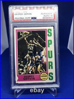 1974 Topps George Gervin RC Signed Autograph Rookie Card #196 PSA/DNA 10 Auto