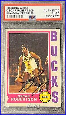 1974 Topps Oscar Robertson Psa/dna Authentic Autograph Bucks