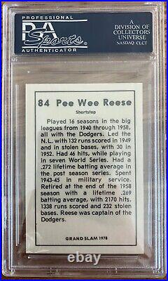 1978 Grand Slam Pee Wee Reese Auto #84 HOF PSA/DNA Authentic