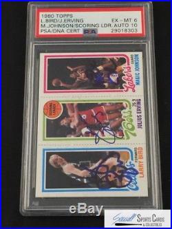 1980 Topps Larry Bird/Erving/Magic Johnson Rookie RC Autograph PSA/DNA, SEWALL