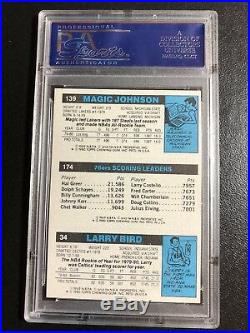 1980 Topps Larry Bird Julius Erving Magic Johnson RC PSA/DNA 8 Signed Auto
