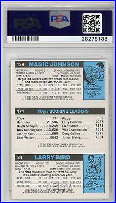 1980 Topps Larry Bird Magic Johnson Julius Erving RC Signed PSA/DNA PSA 10 AUTO