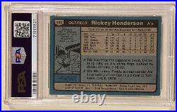 1980 Topps RICKEY HENDERSON Signed Rookie Baseball Card #482 PSA/DNA 10