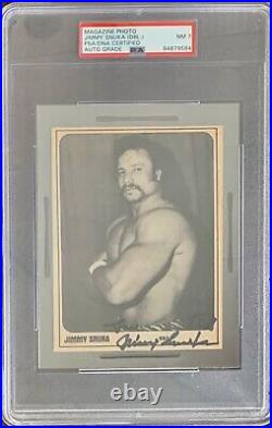 1981 Wrestling Super Stars Jimmy Snuka WWF PSA/DNA Double AUTO 7 NM Card Pop 1