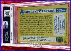 1982 Topps Lawrence Taylor Rc Rookie Auto Signed Autographed #434 Psa Dna 10
