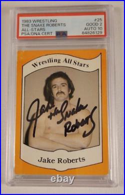 1983 Wrestling All Stars Jake the Snake Roberts RC PSA/DNA Autograph Signed