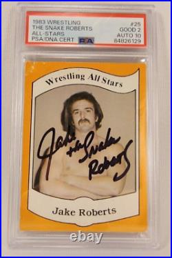 1983 Wrestling All Stars Jake the Snake Roberts RC PSA/DNA Autograph Signed