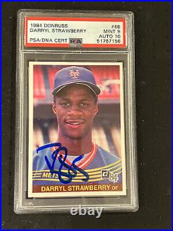 1984 Donruss #68 Darryl Strawberry Rookie Signed Mets Psa 9 Dna Auto 10