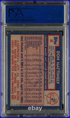 1984 Topps Don Mattingly Autograph Yankees Baseball Rookie Card PSA AUTO