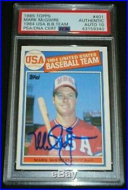 1985 Topps #401 Mark McGwire Signed USA Rookie Card Autograph RC PSA/DNA 10 Auto