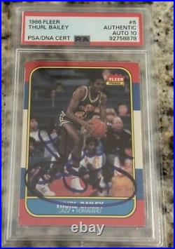 1986 FLEER #6 Thurl Bailey RC Signed Autograph PSA/DNA 10