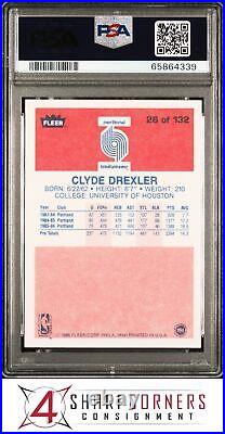 1986 Fleer #26 Clyde Drexler Rc Hof Psa 7 Dna Auto 10 K3952608-339
