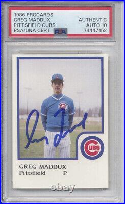 1986 Greg Maddux Pittsfield Cubs ProCards Rookie PSA/DNA Auto 10 Autograph RC
