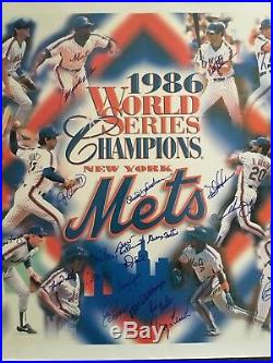 1986 Mets Autographed Poster Carter Gooden Strawberry 28 Autos Rare Psa/dna