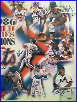 1986 Mets Autographed Poster Carter Gooden Strawberry 28 Autos Rare Psa/dna