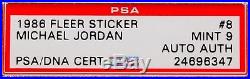 1986 Michael Jordan Fleer Sticker RC Rookie Auto #8 PSA 9 Mint Pop 4 with PSA/DNA