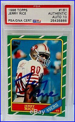 1986 TOPPS JERRY RICE AUTO SIGNED PSA DNA GEM MINT 10 AUTOGRAPH With RICE HOLOGRAM