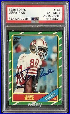 1986 Topps #161 Jerry Rice Auto RC PSA 6 Rookie Card PSA/DNA Certified Autograph