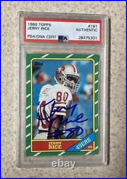 1986 Topps Football Jerry Rice 49ers Autograph Rookie Card #161 PSA/DNA RC AUTO