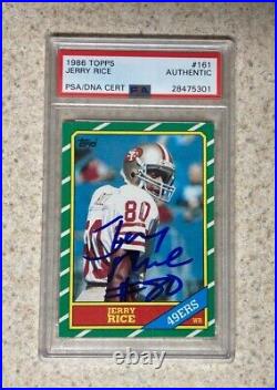 1986 Topps Football Jerry Rice 49ers Autograph Rookie Card #161 PSA/DNA RC AUTO